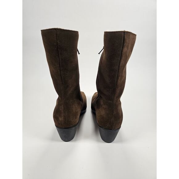 La Canadienne Elena Waterproof Wedge Bootie Shearling Lined Brown 7.5M - Picture 3 of 6